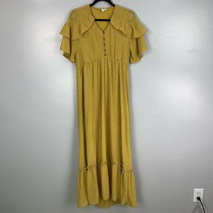 Orange Creek  Swiss Dot Flutter Sleeve Maxi Dress